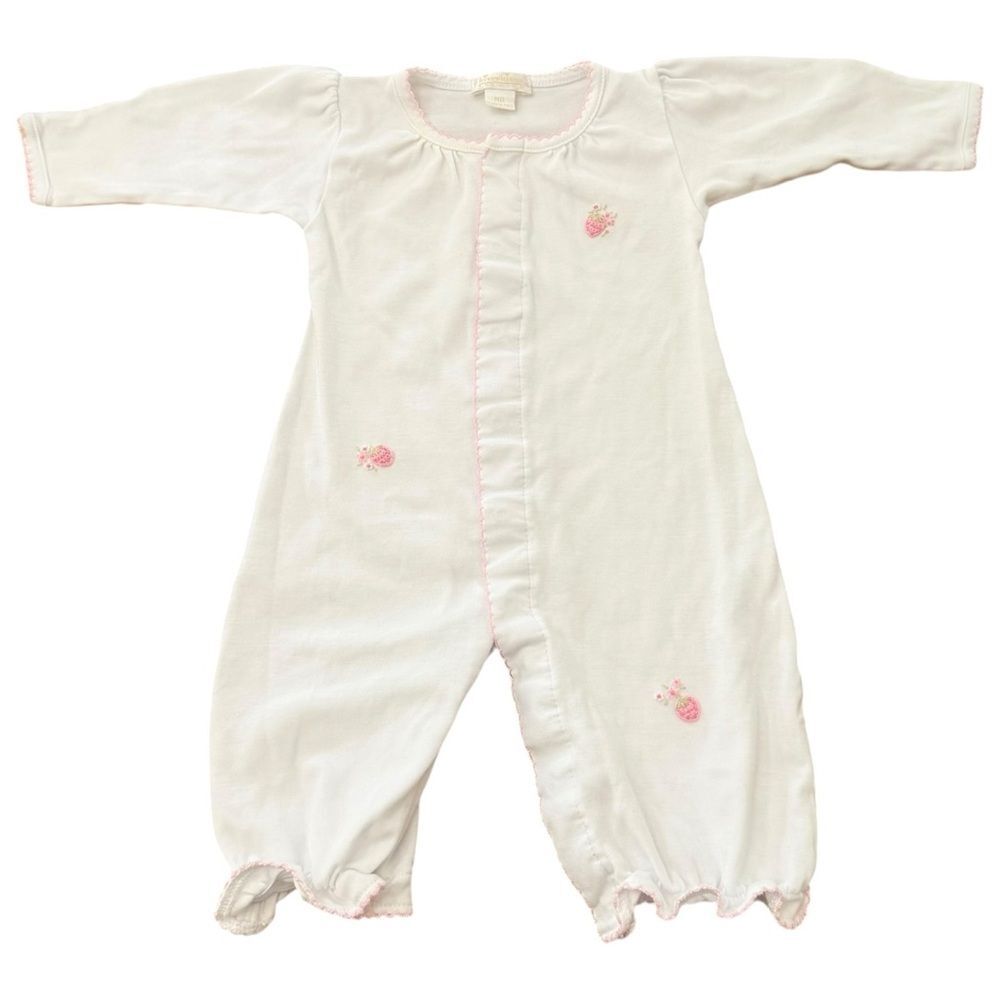 Kissy Kissy Baby White Cotton Embroidered Strawberries One Piece. Newborn. NB.